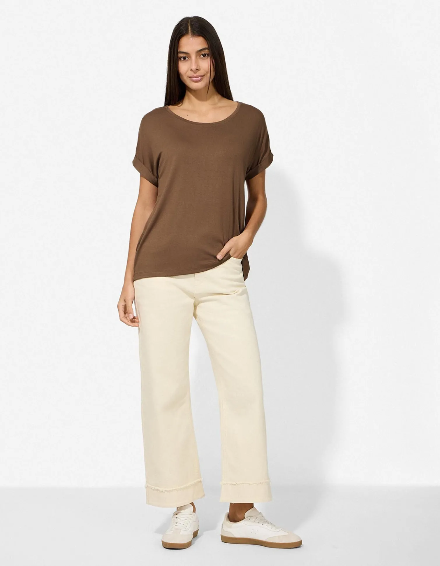 T-Shirt - Viskose-Mix - Beige