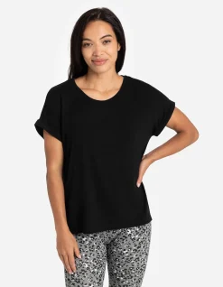 T-Shirt - Viskose-Mix - schwarz