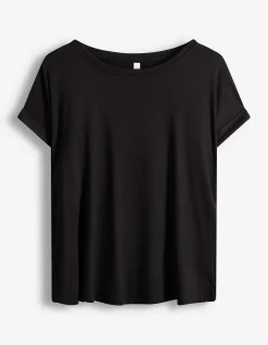 T-Shirt - Viskose-Mix - schwarz