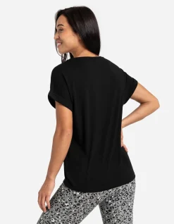 T-Shirt - Viskose-Mix - schwarz