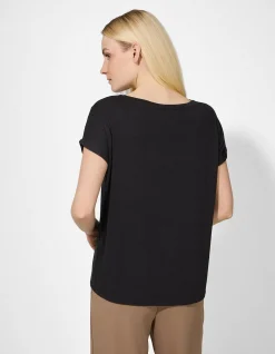 T-Shirt - Viskose-Mix - schwarz