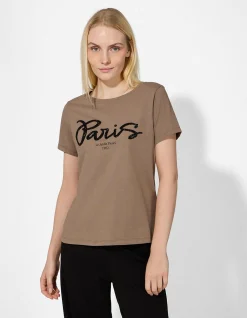 T-Shirt - Ziersteine - braun