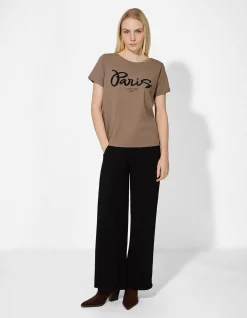 T-Shirt - Ziersteine - braun