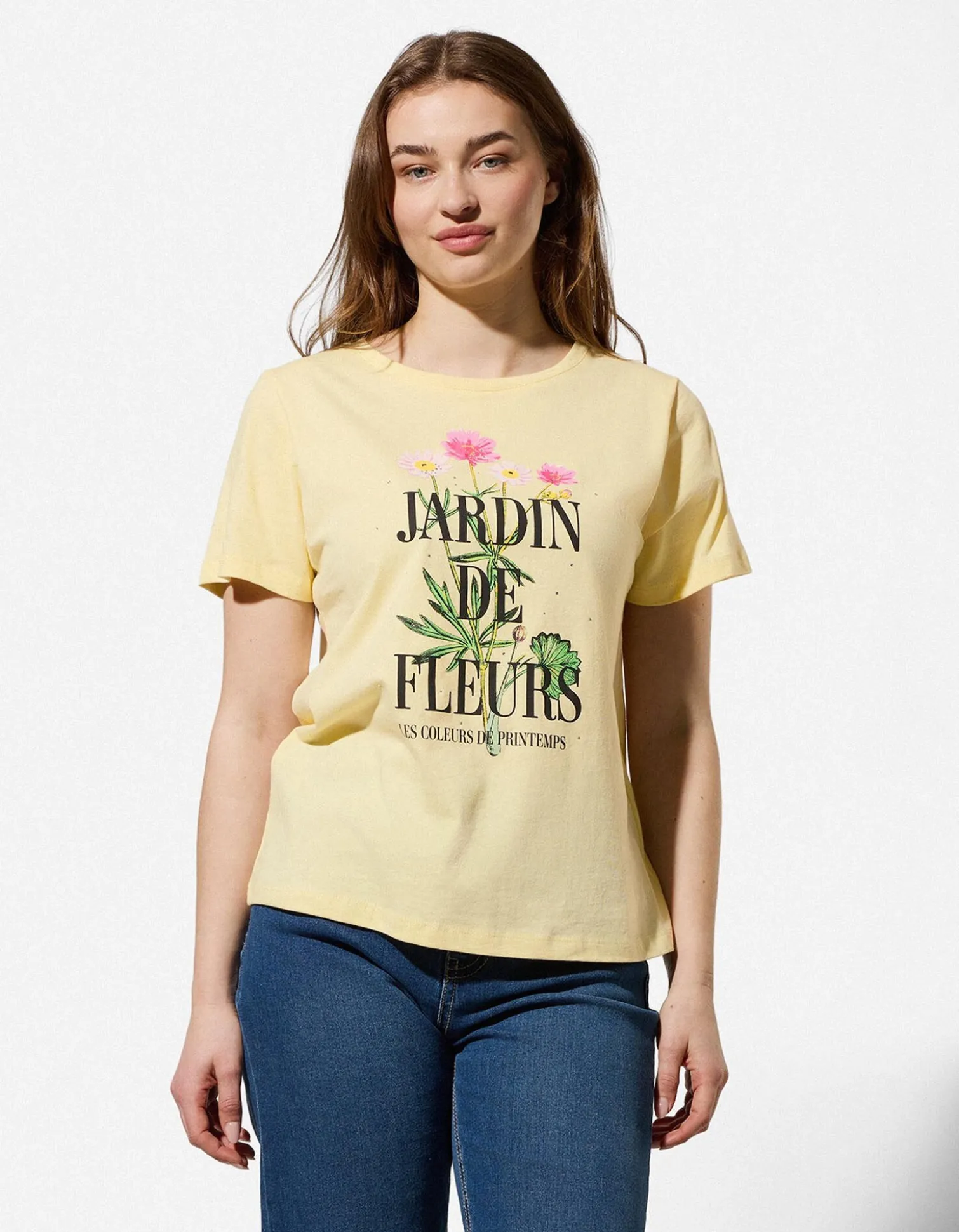T-Shirt - Ziersteine - hellgelb