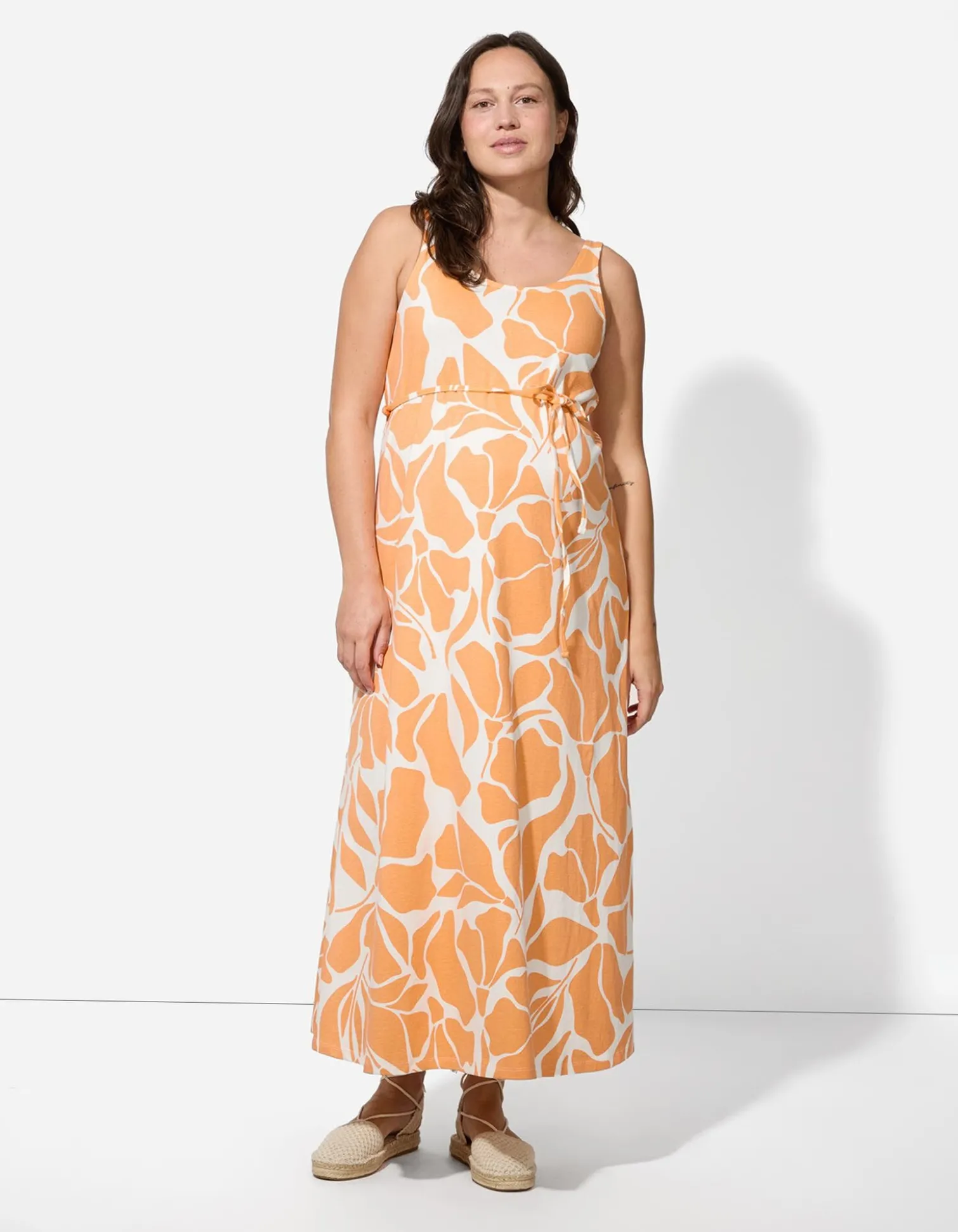 Umstandskleid - Allover-Muster - orange
